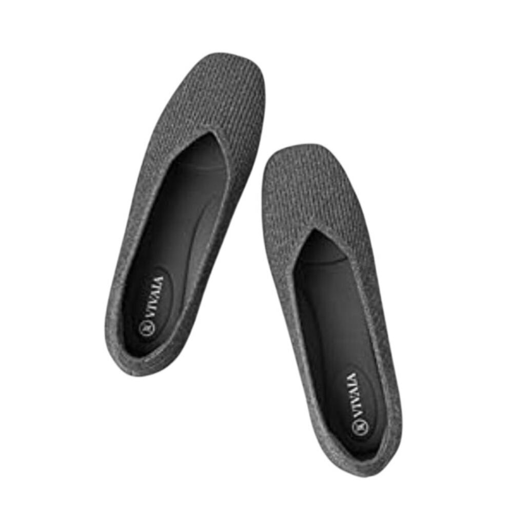 Vivaia Square-Toe V-Cut Flats Gray Size 41